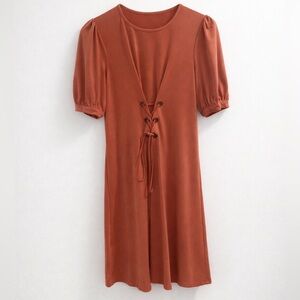 BCBGeneration Lace-Up A-Line Dress | Canyon Clay | Size M